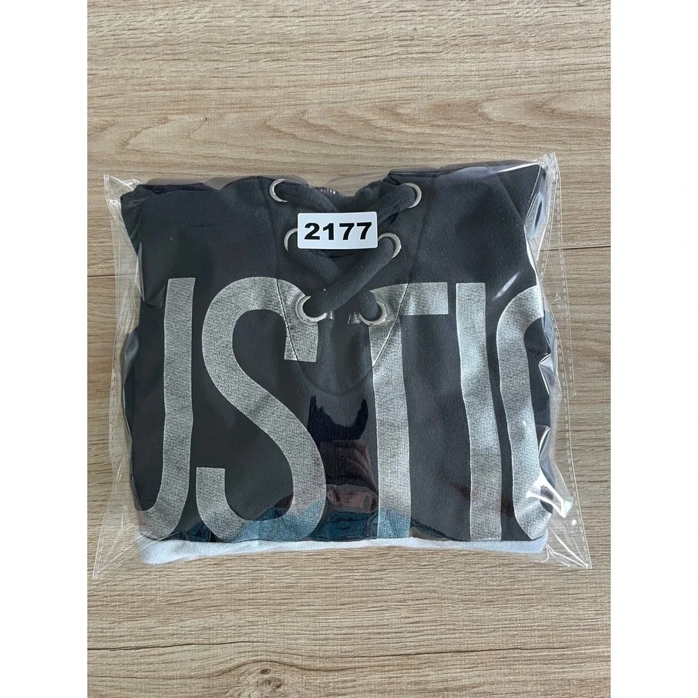 Justice Cropped Hoodie Sweatshirt Girls 12 Black Gray 90s‎ Y2K Casual Athleisure